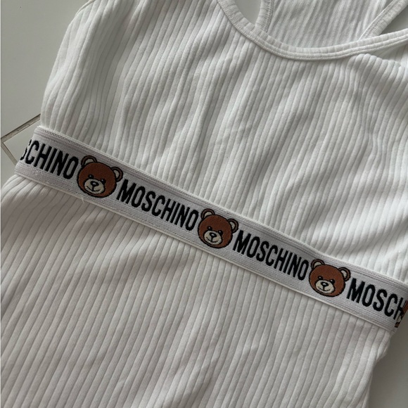 Moschino Ribbed White Halter Bodycon Mini Dress - Picture 2 of 5